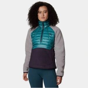 Mountain Hardwear Altius Hybrid  Women's Teal and Gray Sherpa Pullover Jacket